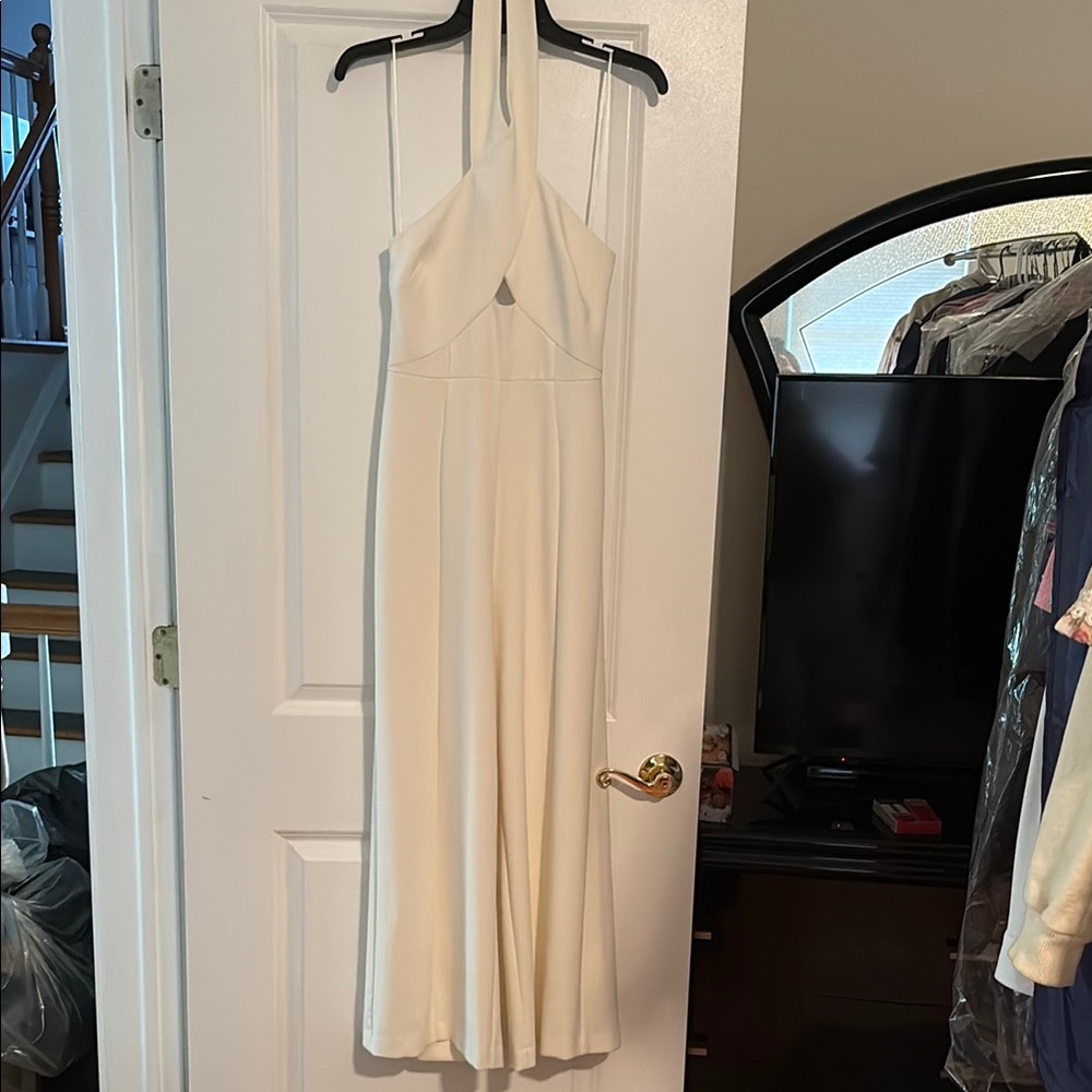 Likely Cream Halter Sundress for Wedding Guest